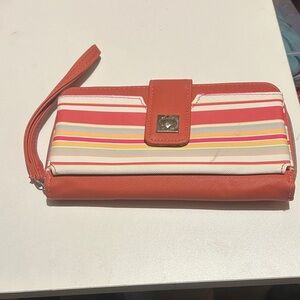 Striped Coral Women's Clutch Wallet